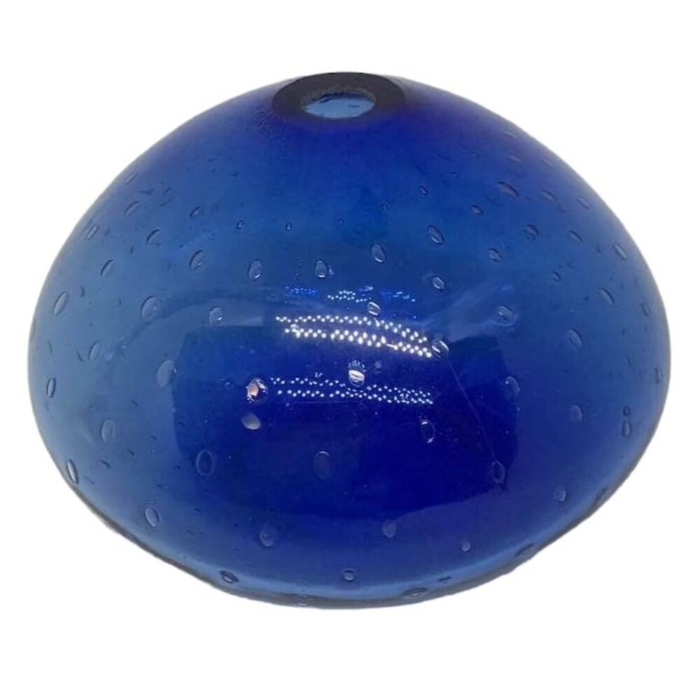 Cobalt Blue Vase UFO Art Glass Controlled Bubbles Oil Candle Wick Handblown 2013